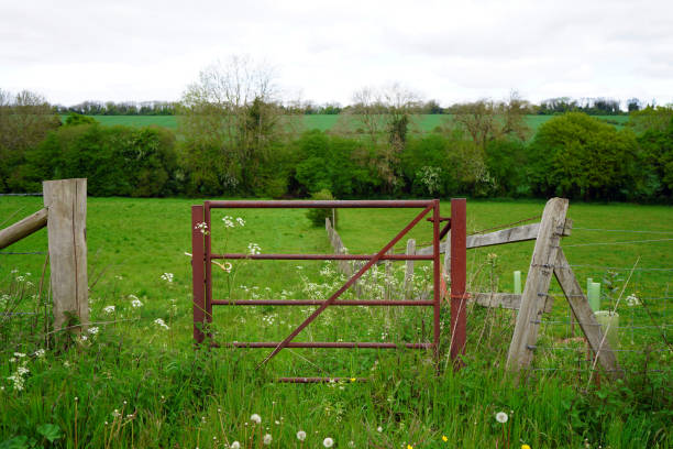 istock Metal gate barrier in the countryside 1154462230