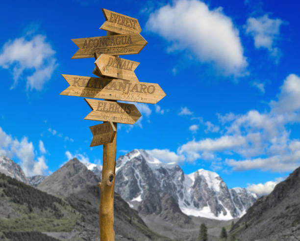 istock wooden signs on mountains background 1154462752