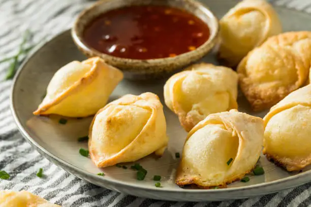 Chinese Cream Cheese Wontons with Sweet and Sour Sauce