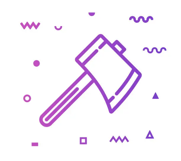 Vector illustration of Axe Line Style Icon Design