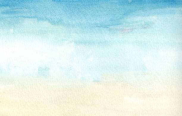 istock Handmade illustration light sky blue and light yellow watercolor background. 1154465883