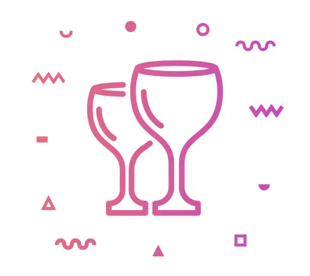 Vector illustration of Alcoholic Beverage Line Style Icon Design