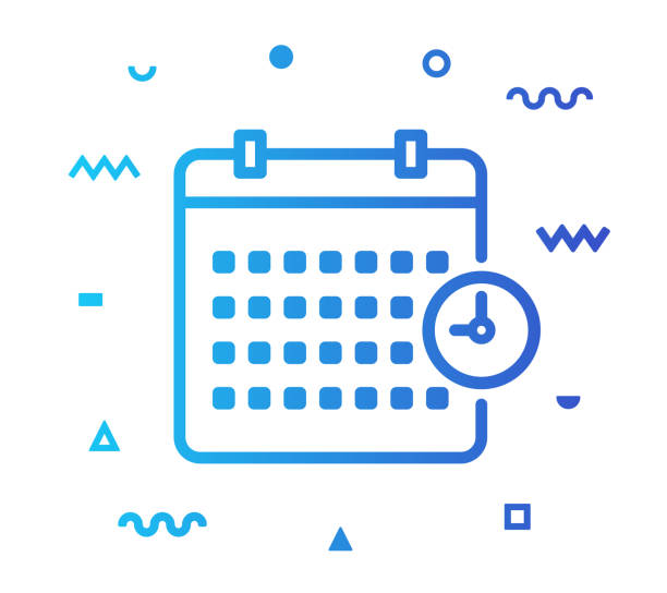 달력 선 스타일 아이콘 디자인 - calendar october countdown event stock illustrations