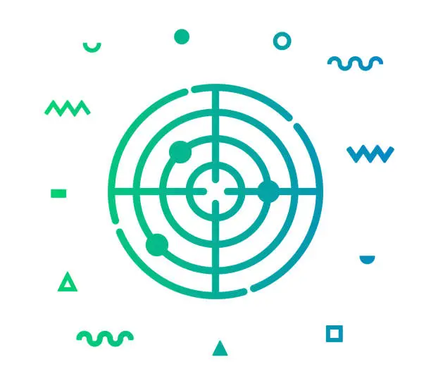 Vector illustration of Radar Line Style Icon Design