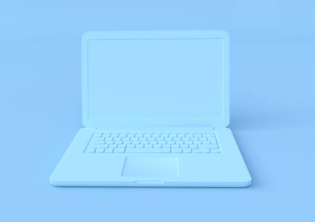 istock Blue laptop isolated on a pastel background, 3d render 1154471063