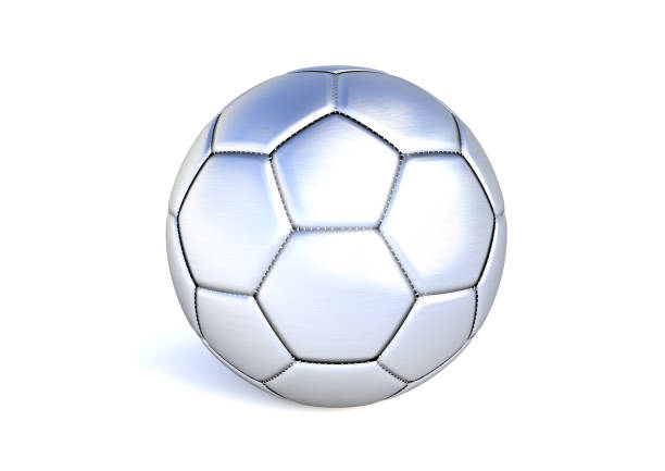 istock Silver soccer ball on white background 1154472970