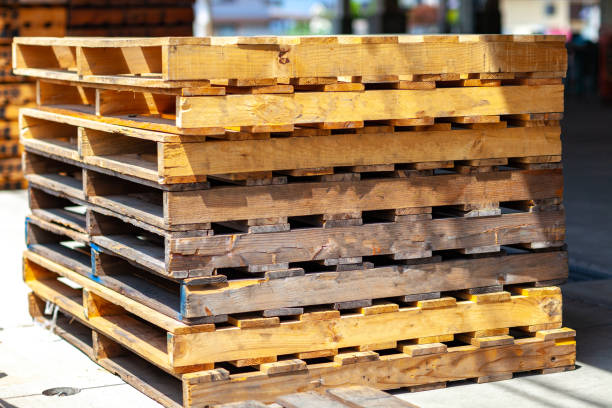 istock Wooden pallets in the warehouse. 1154476068
