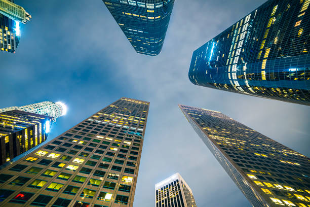 istock Downtown Los Angeles skyscrapers at night. 1154477196