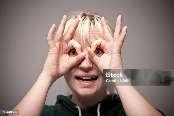 Finger Glasses Stock Photo - Download Image Now - Adult, Blond Hair, Color Image