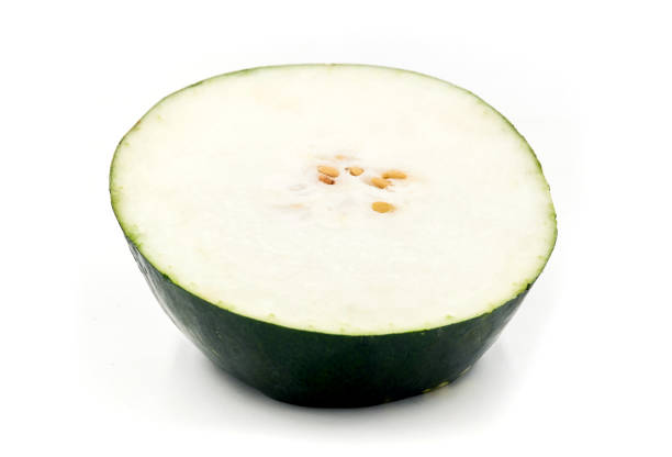 Wax gourd slices on white background