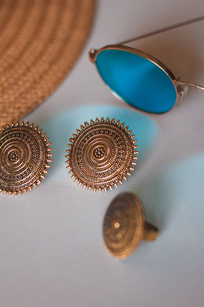 istock Vintage style earrings with ornament from India 1154503451