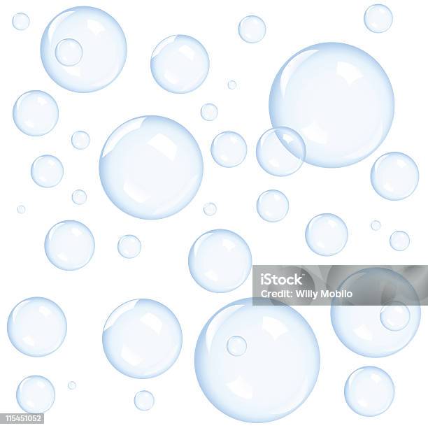 Close Up Of Various Sizes Bubbles On White Background-vektorgrafik och fler bilder på Bubbla