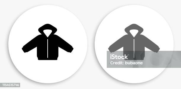 Winter Coat Black And White Round Icon Stock Illustration - Download Image Now - Black And White, Circle, Clothing