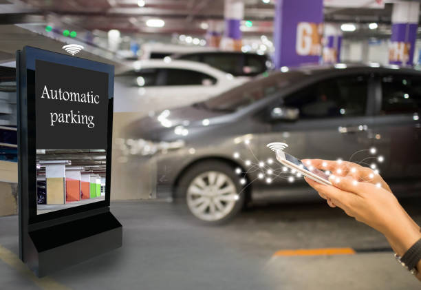 istock Technology automatic search parking car intelligent department store