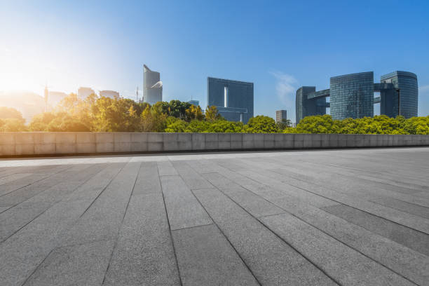 istock modern buildings and empty pavement in china 1154530053