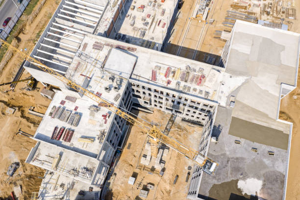 istock modern public building under construction. aerial view 1154531678