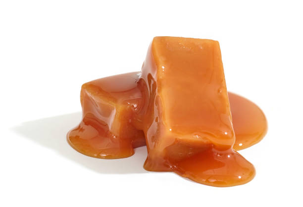 caramel candies isolated on white background