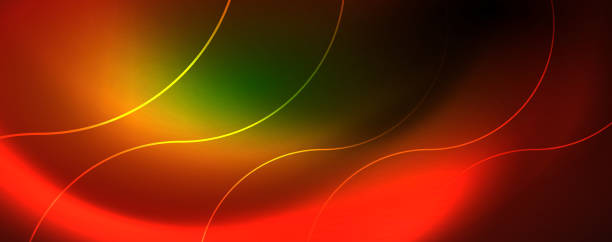 istock Shiny neon lines template - northern lights glowing blur lines. Futuristic style glow neon 80s disco club or night party techno template 1154541856
