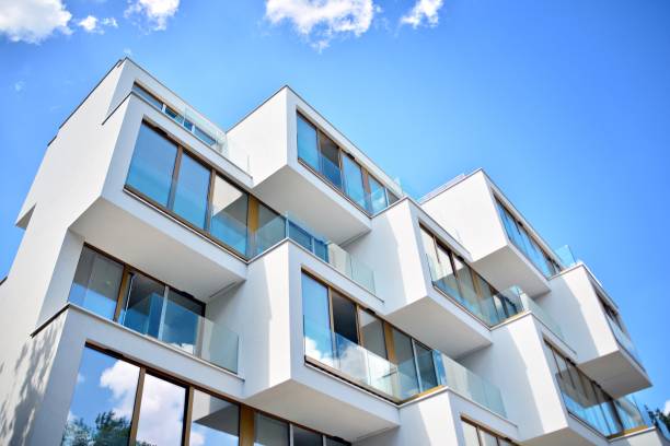 istock Modern apartment buildings on a sunny day with a blue sky. 1154542526