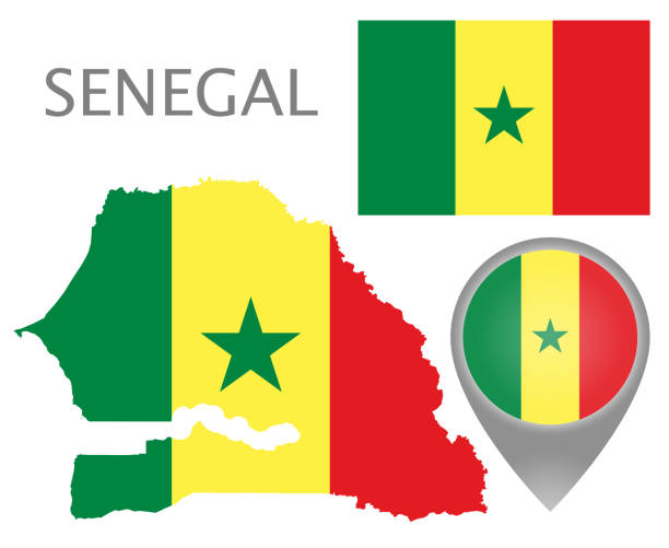 senegal - senegal dakar region africa map stock illustrations