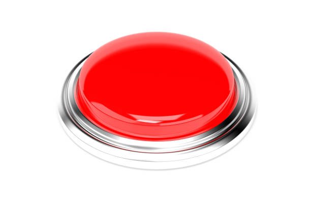 istock Red push button. Alarm sign. 3d rendering illustration isolated 1154545529