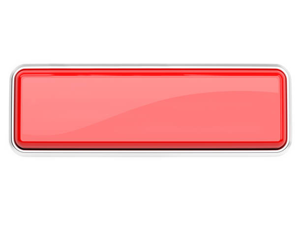 istock Red glass button. Square push button with metal frame. 3d rendering illustration isolated 1154545545