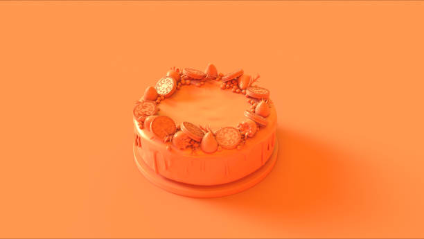 istock Big Orange Cake with Strawberries an Biscuits 1154545573