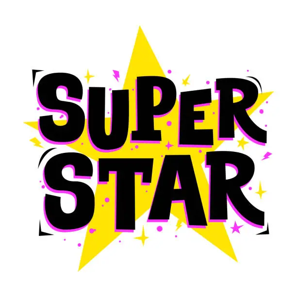 Vector illustration of Super star. Vector typography for print design.