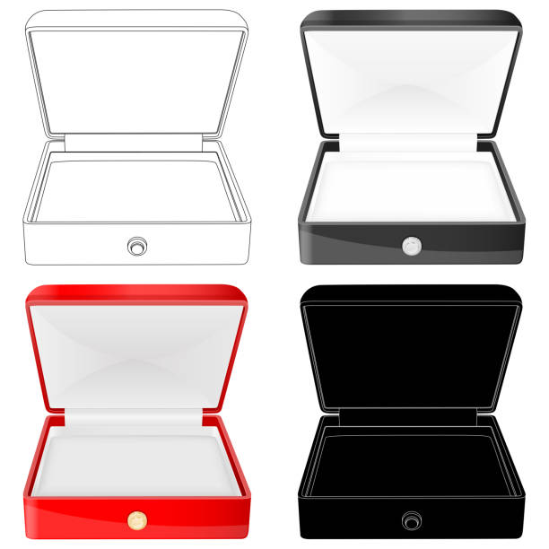 istock Jewelry box. Open empty case for jewel or watch. 3d and outline 1154548341