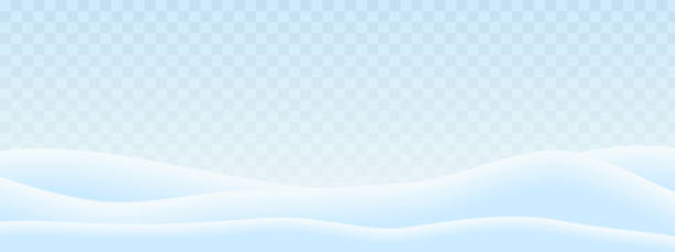 ilustrações, clipart, desenhos animados e ícones de ilustração realística dos montes na paisagem do inverno com neve e o céu azul-branco transparente. apropriado como um cartão para o natal ou o ano novo-vetor - snow backgrounds snowdrift ice
