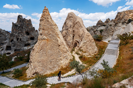 Nevşehir, Turkey - May 26, 2019:The open air museum or the rock sites of Cappadocia, Turkey, which is a unique attraction for tourists visiting Turkey