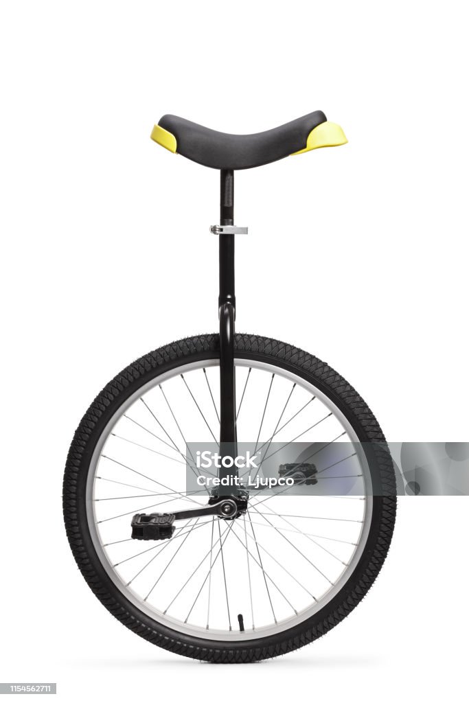 Studio shot of a unicycle Studio shot of a unicycle isolated on white background Unicycle Stock Photo