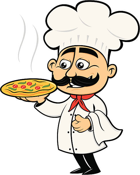 Italian chef vector art illustration