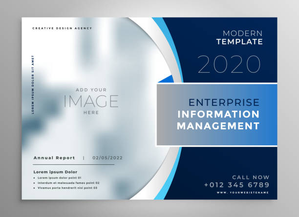 blue corporate presentation template or brochure design blue corporate presentation template or brochure design blue powerpoint template stock illustrations