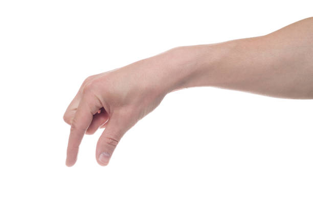 istock Empty male hand making gesture like holding something isolated on white background. 1154565349