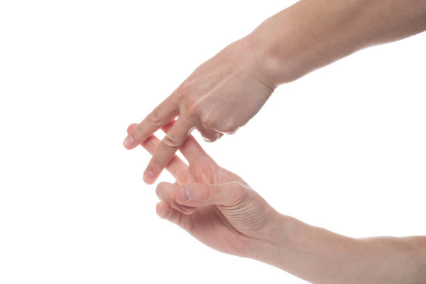 istock Man hands showing grid with his fingers isolated on white background 1154565412