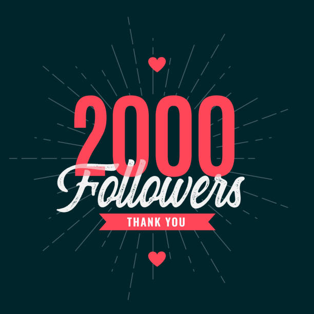 ilustraciones, imágenes clip art, dibujos animados e iconos de stock de gracias 2k seguidores o 2000 suscriptores de fondo celebración - 2000