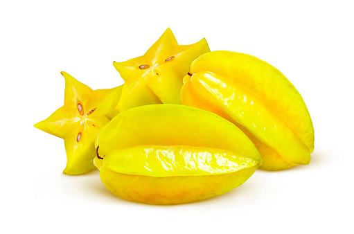 Carambola, starfruit isolated on white background with clipping path