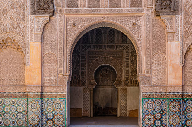 istock Typical Arab arches with their arabesques. marrakesh morocco 1154575870