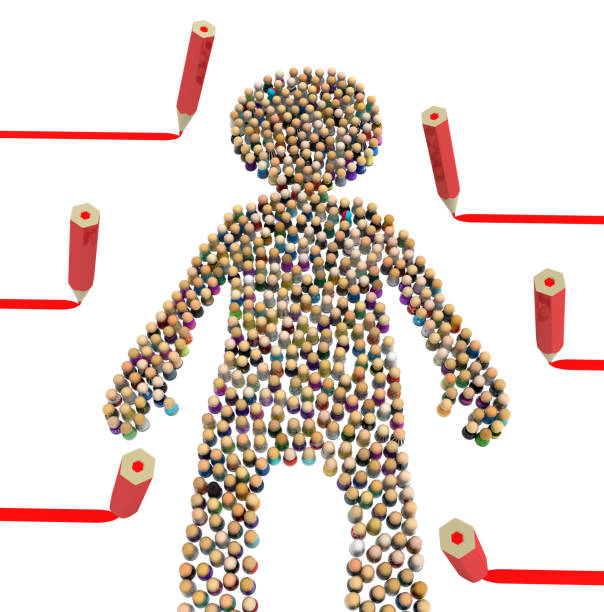 istock Cartoon Crowd Figure, Red Lines Surround 1154585070