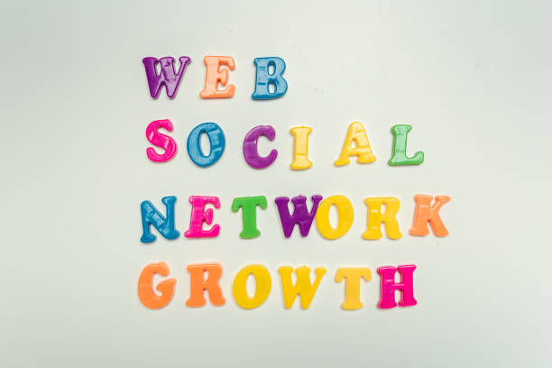 istock Web social network growth words written in colorful plastic letters on white background 1154585768