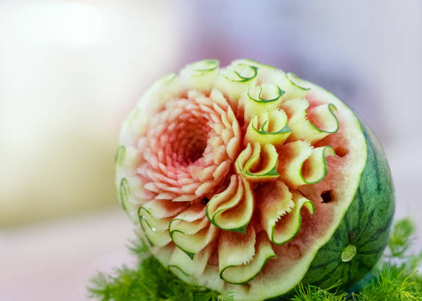 istock Fruit and vegetable carvings, Display thai fruit carving decoration 1154585936