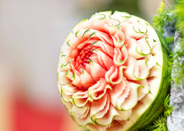 istock Fruit and vegetable carvings, Display thai fruit carving decoration 1154585962