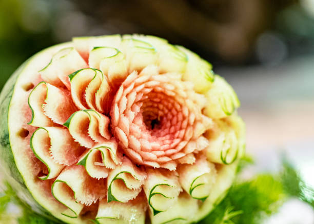 istock Fruit and vegetable carvings, Display thai fruit carving decoration 1154586009