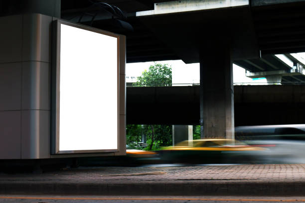 istock Billboard light box blank white Light signs under the expressway panel for sign Advertising on the road, Billboard box sign empty 1154593128