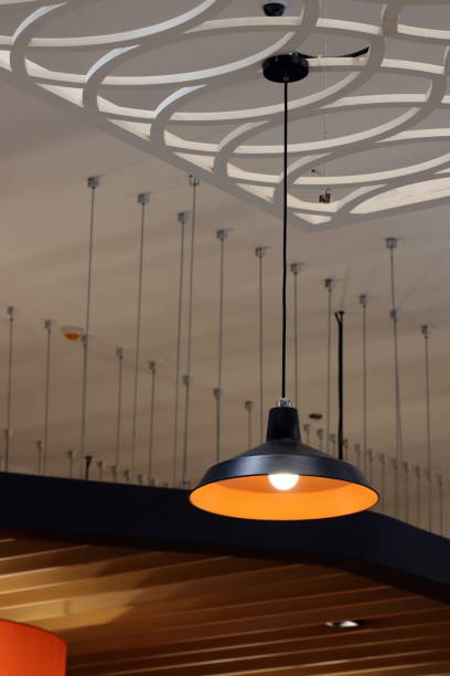 istock Modern spherical lamp black hanging on the ceiling 1154595500