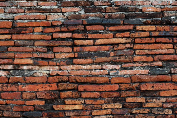 istock Wall brick old vintage background, Dirty brick texture with peeling plaster, wall brick texture of archaeological site 1154595598