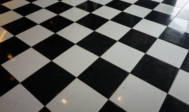 istock Black and white floor in shop 1154596904