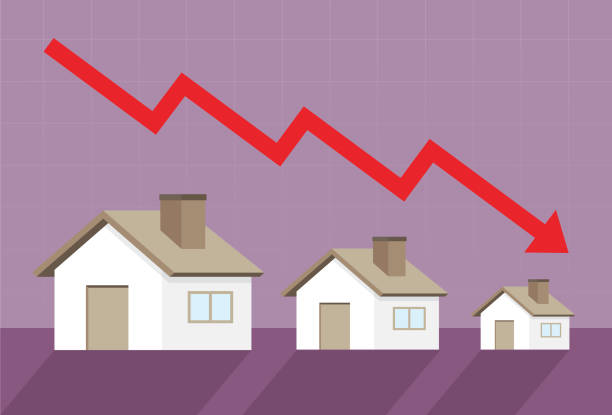 ilustrações de stock, clip art, desenhos animados e ícones de home prices go down - price drop