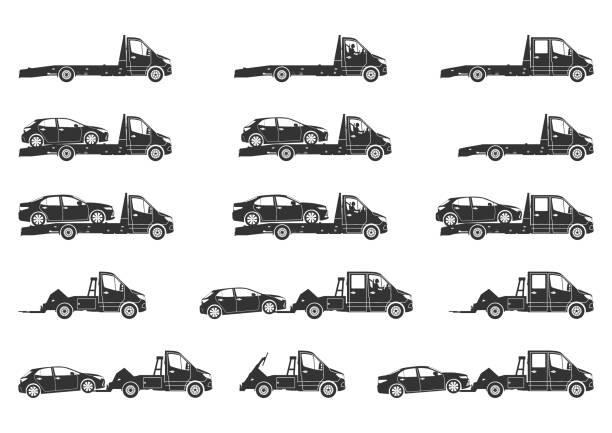 ilustrações, clipart, desenhos animados e ícones de jogo do caminhão de reboque - tow truck car computer icon auto accidents